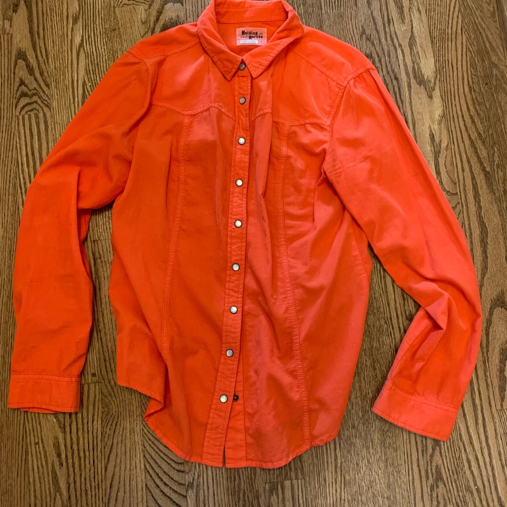 Anthropologie Western style snap front corduroy button down, size 6